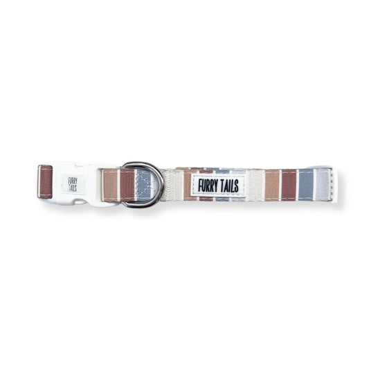Brown and blue striped collar