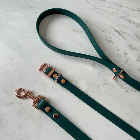 Waterproof Collar + Lead Bundle - Emerald - Furry Tails