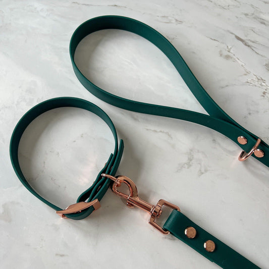 Waterproof Collar + Lead Bundle - Emerald - Furry Tails