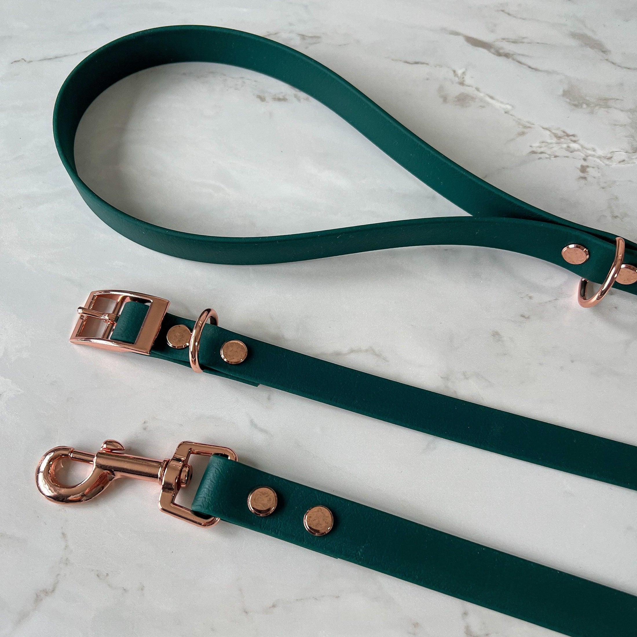 Waterproof Collar + Lead Bundle - Emerald - Furry Tails